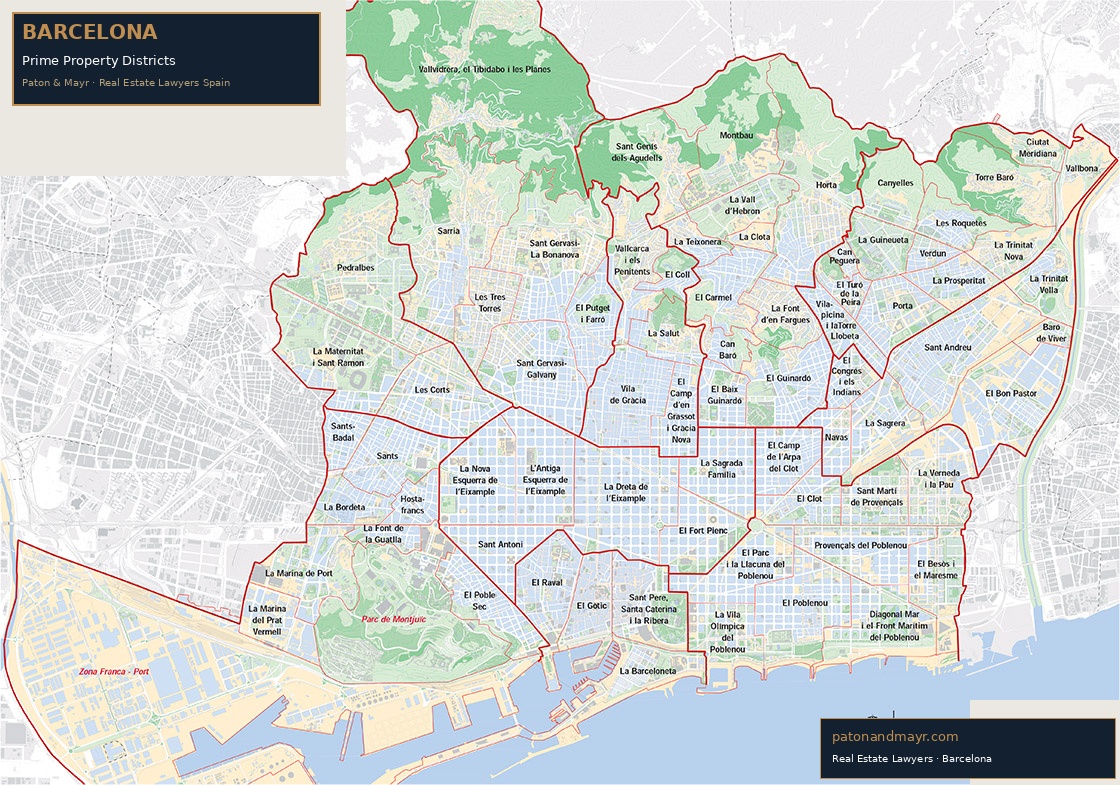 Barcelona prime property districts 2026 — Paton & Mayr Real Estate Lawyers